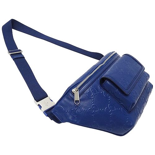 GUCCI ボディバッグ GGキャンバス レザー　ブルー GUCCI グッチ ウエストバッグ ベルトバッグ GGキャンバス/レザー