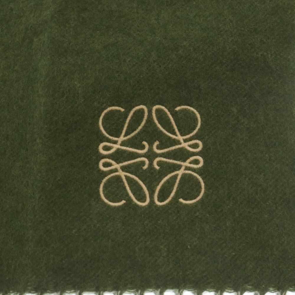 LOEWE (ロエベ) アナグラム刺繍 スカーフ マフラー グリーン