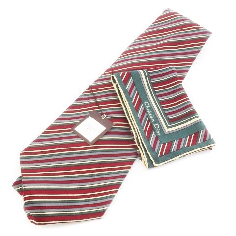 2965【極美品】クリスチャンディオール ネクタイ ニットタイ パターン柄 菱形 2965【極美品】クリスチャンディオール ネクタイ ニットタイ