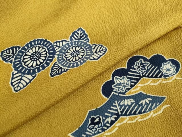 平和屋着物○上質な小紋 紅型 草花文 鬼しぼ縮緬 正絹 逸品 DAAV3101du