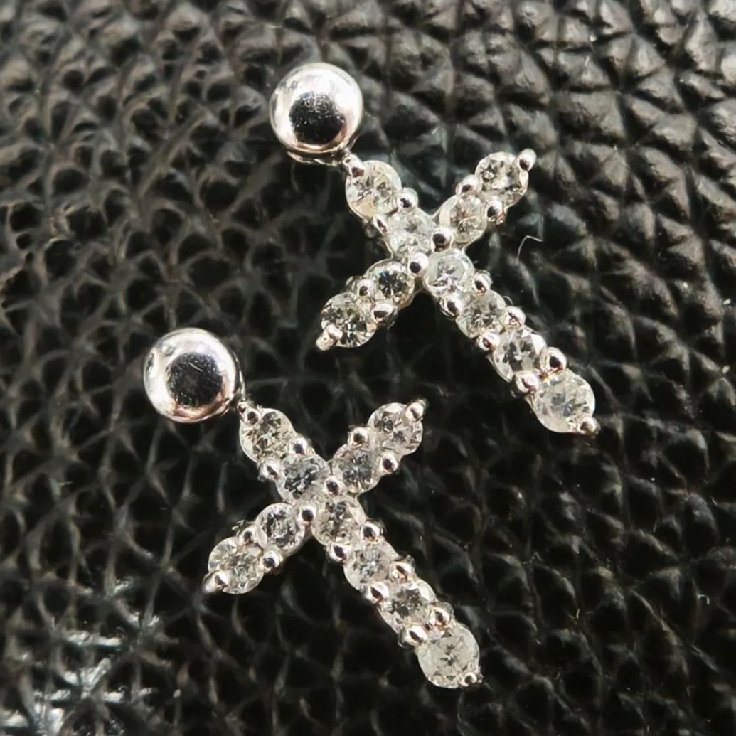 訳あり】プラチナ pt900 天然 ダイヤモンド 総合計 0.5ct クロス