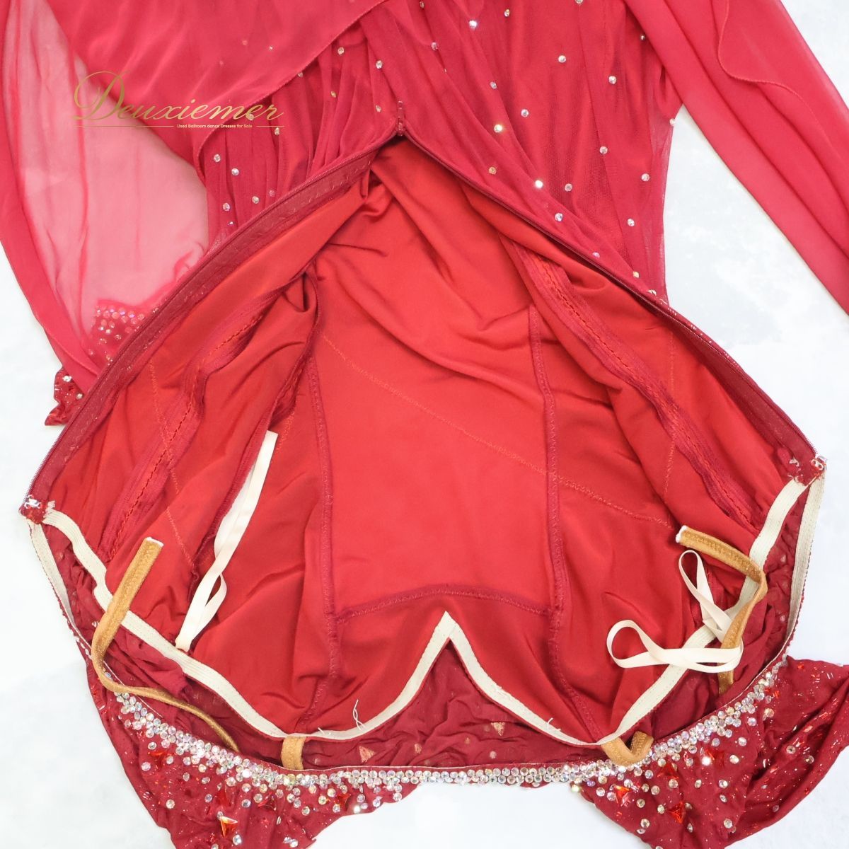 社交ダンス 衣装 スタンダードドレス スタンダード ワンピース ドレス 社交ダンスドレス フロート 赤 レッド系 レース 落ち感 デモ 競技用 競技会 高級感 スカート フォーマル パーティー 柔らかい素材 長袖 競技会仕様 モダン社交ダンス ステージ衣装 ファッション レディース 社交ダンス 衣装 スタンダードドレス スタンダード ワンピース