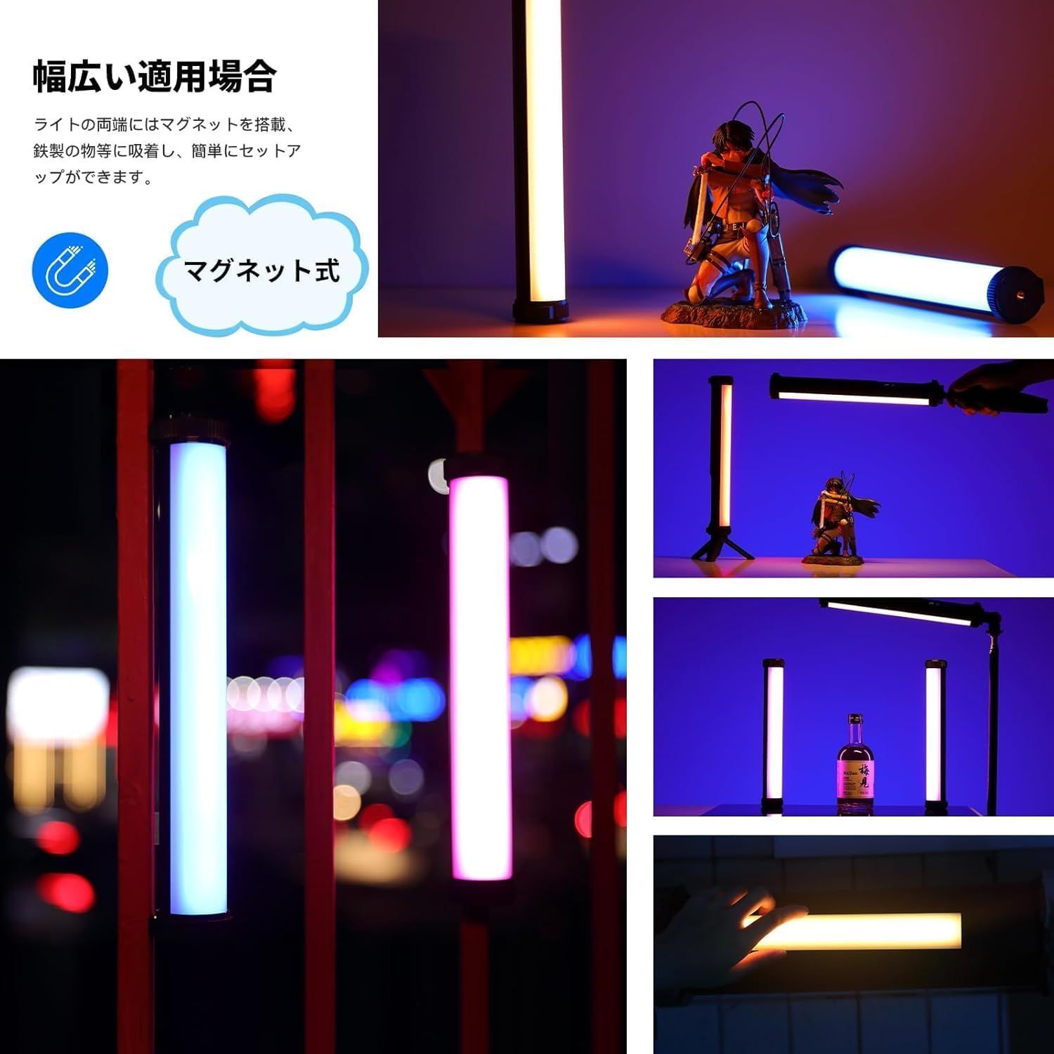 SOONPHO P13 撮影用 スティックライト RGBビデオライト LEDチューブライト フル 2500-8500K色温度 FXモード 記憶機能 4000mAh充電式 マグネット搭載 卓上スタンド 日本語説明書付き 2本セット 29CM USTAUSTRALIA_COM_AU