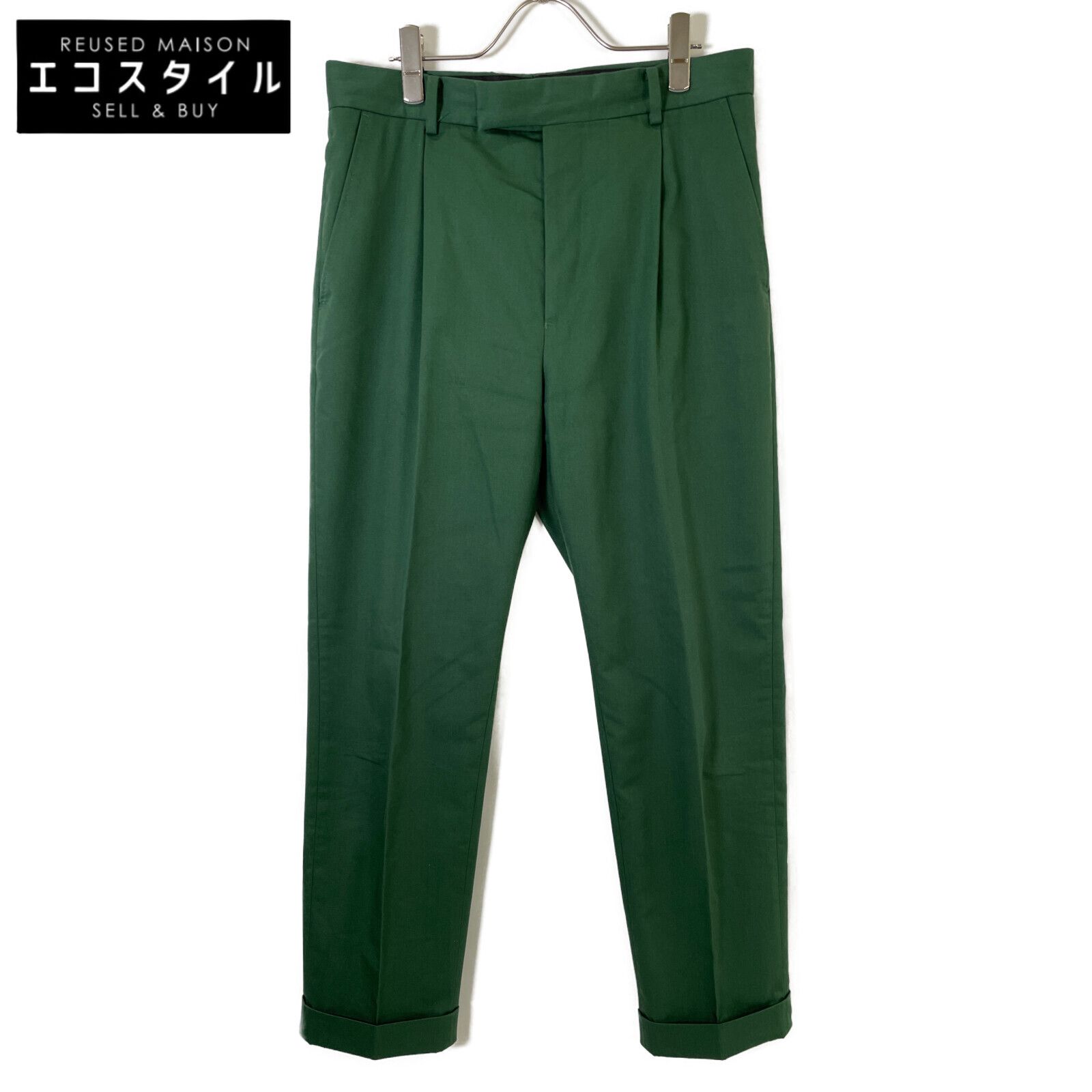 WACKO MARIA ワコマリア ｸﾞﾘｰﾝ ﾎﾟﾘｴｽﾃﾙ×ｺｯﾄﾝ UNCONSTRUCTED PANTS M