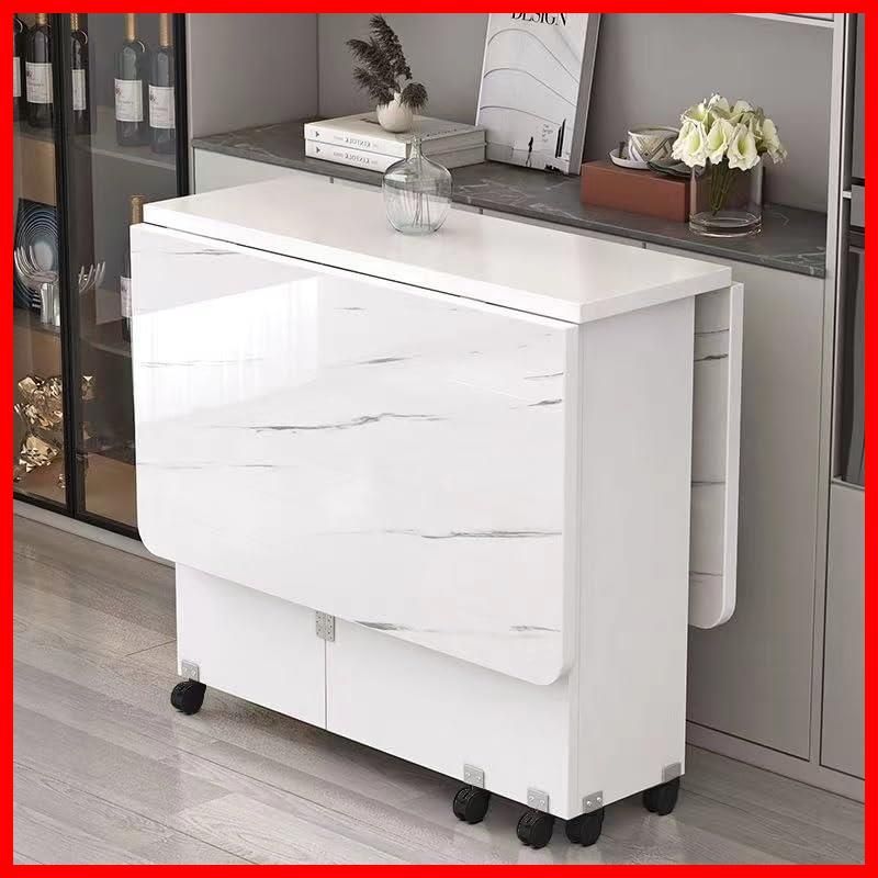 ホワイト) 120cm 4人用 キッチンテーブル 折り畳みダイニング