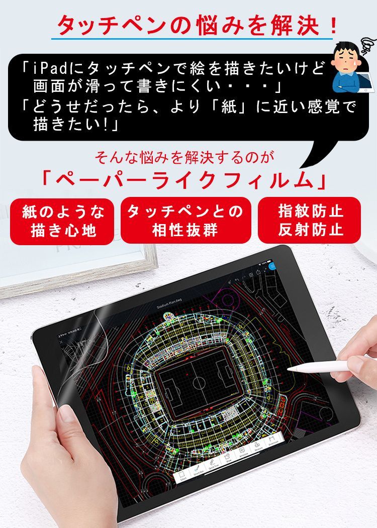 ペーパーライク フィルム iPad 保護フィルム iPad Air5 mini6 Air4 iPad Pro 12.9 11インチ iPad 第10世代 第9世代 mini5 mini4 第 8 7 6 5 4 3 世代 8.3 9.7 10.2 10.9