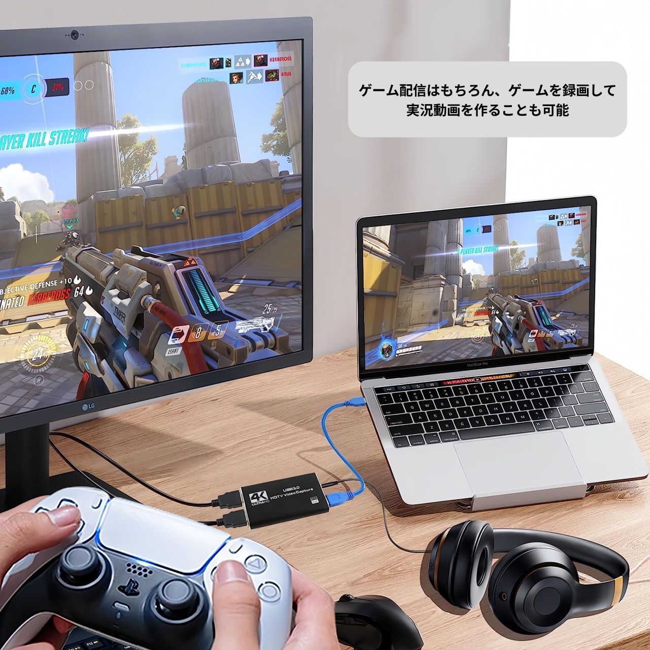 HDMI キャプチャーボード 4K 60fps パススルー ビデオ