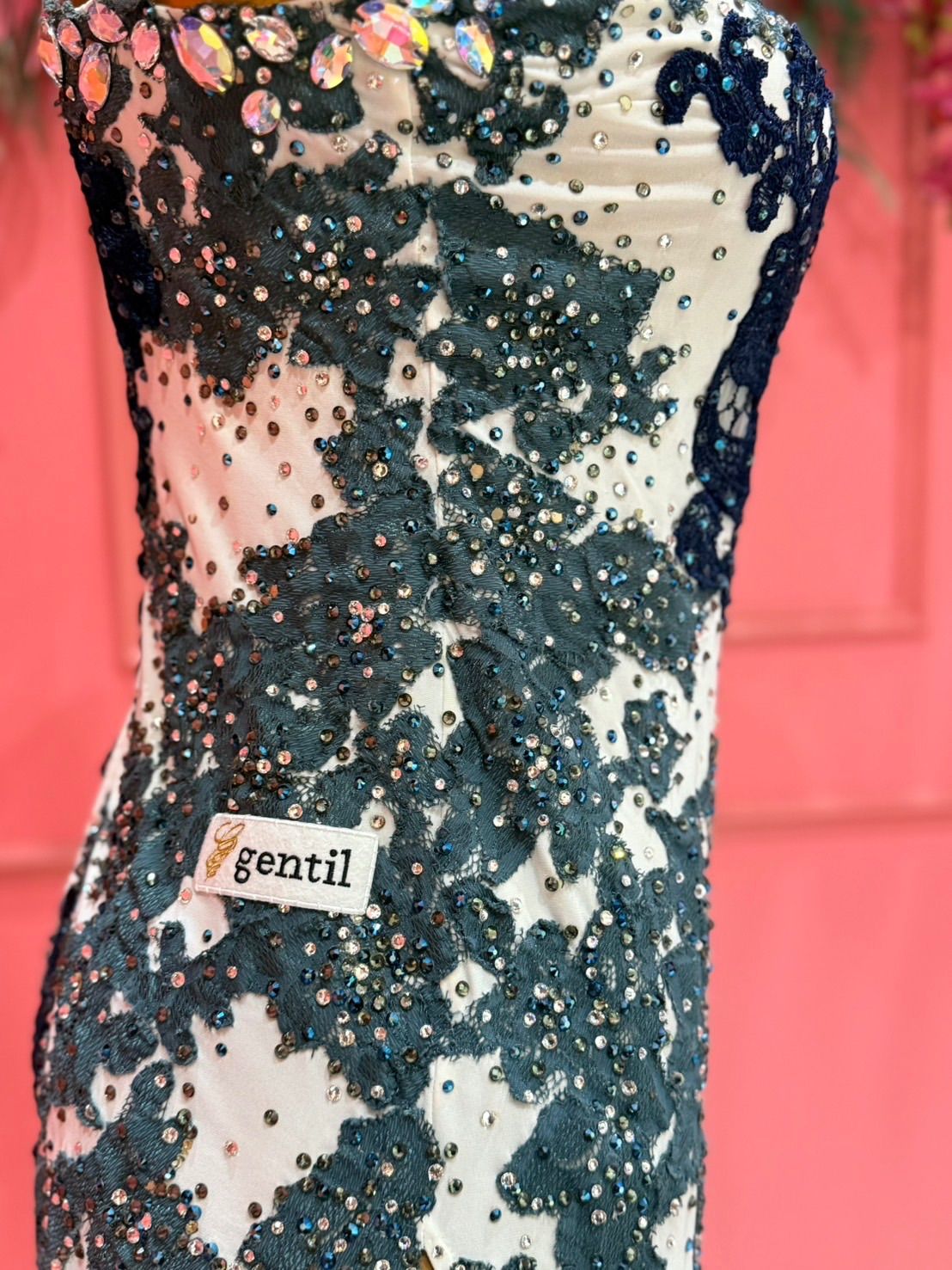 社交ダンス gentil ジャンティ ラテンドレス ホワイト×ネイビー サイズL WHITEMONARCHHOTEL_COM