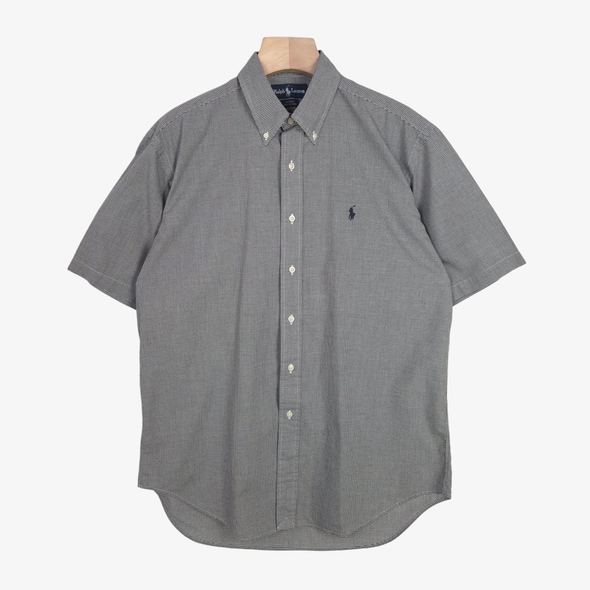 105 ポロ Ralph Lauren ラルフローレン 黒 ギンガム チェック 半袖 シャツ