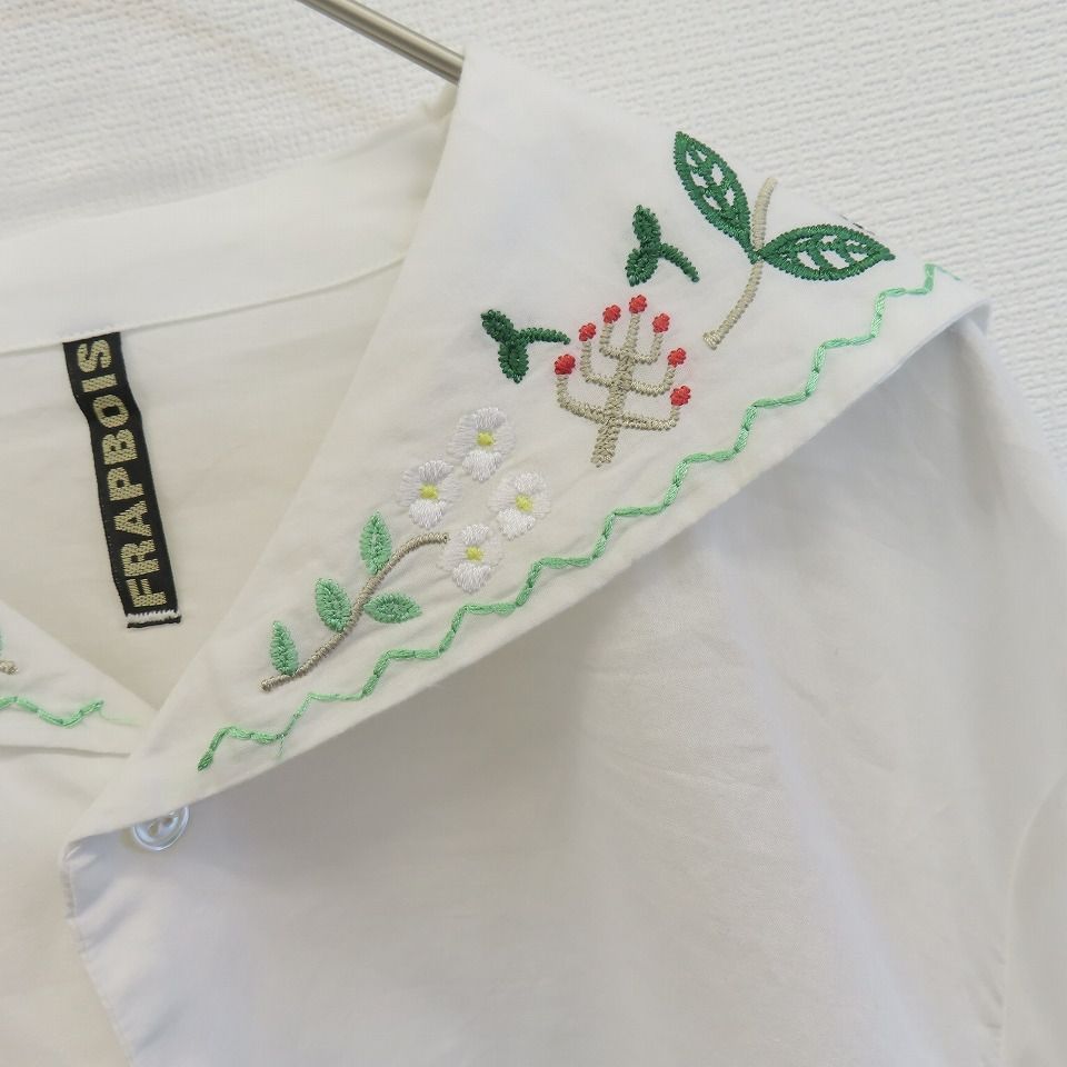 美品 FRAPBOIS ヴィオーレシャツ ブラウス 刺繍 花 白 美品 FRAPBOIS ヴィオーレシャツ ブラウス 刺繍 花 白 - メルカリ