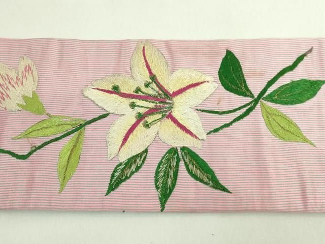 平和屋着物□極上 アンティーク 大正ロマン 九寸名古屋帯 総刺繍 枝花