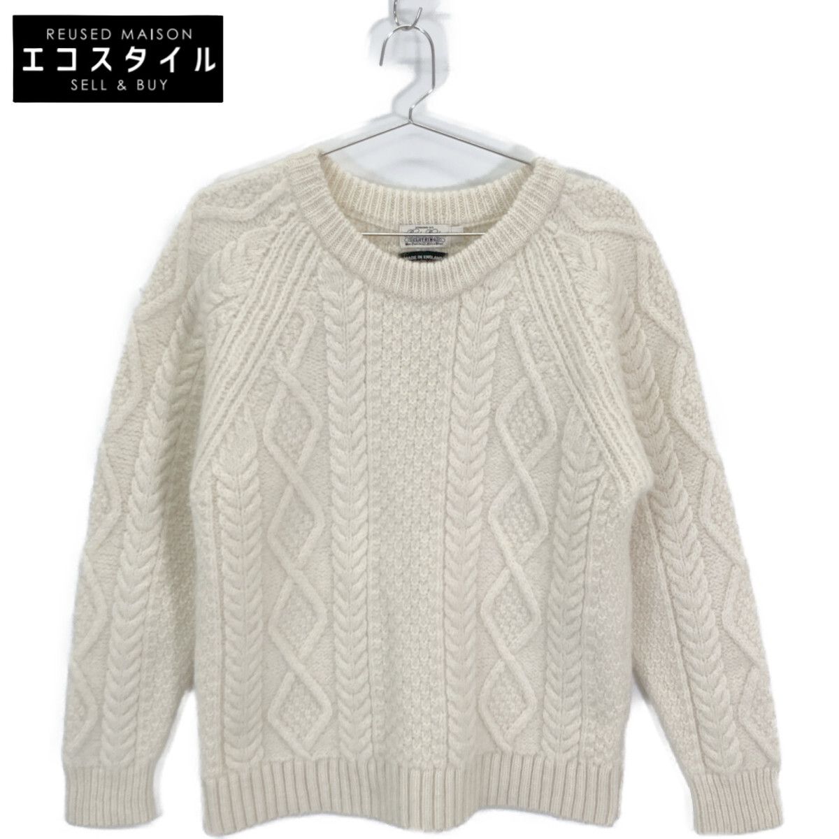 Brooks Brothers ブルックスブラザーズ 100211897 ﾎﾜｲﾄ ｳｰﾙ100 ｱﾗﾝｹｰﾌﾞﾙ ｸﾙｰﾈｯｸｾｰﾀｰ M
