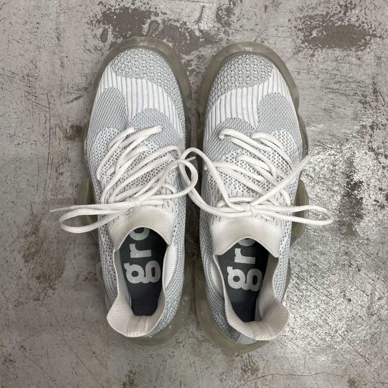 grounds スニーカー バブル 白 x ブルー ホワイト 水色 厚底
