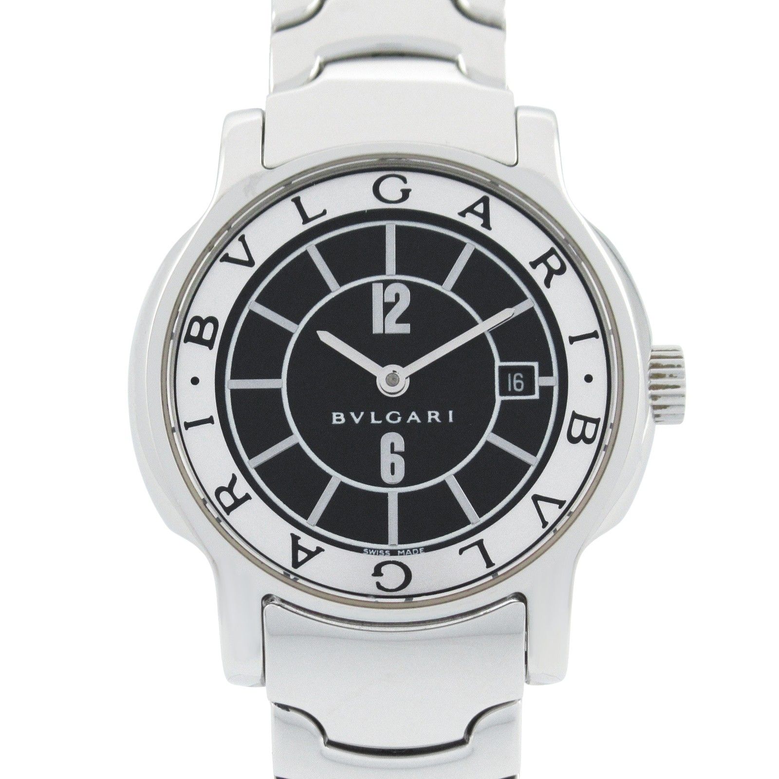 未使用ブルガリ BVLGARI solotempoレディース 黒 新品磨き済 ブルガリ BVLGARI 腕時計 ソロテンポ ブラック ステンレス