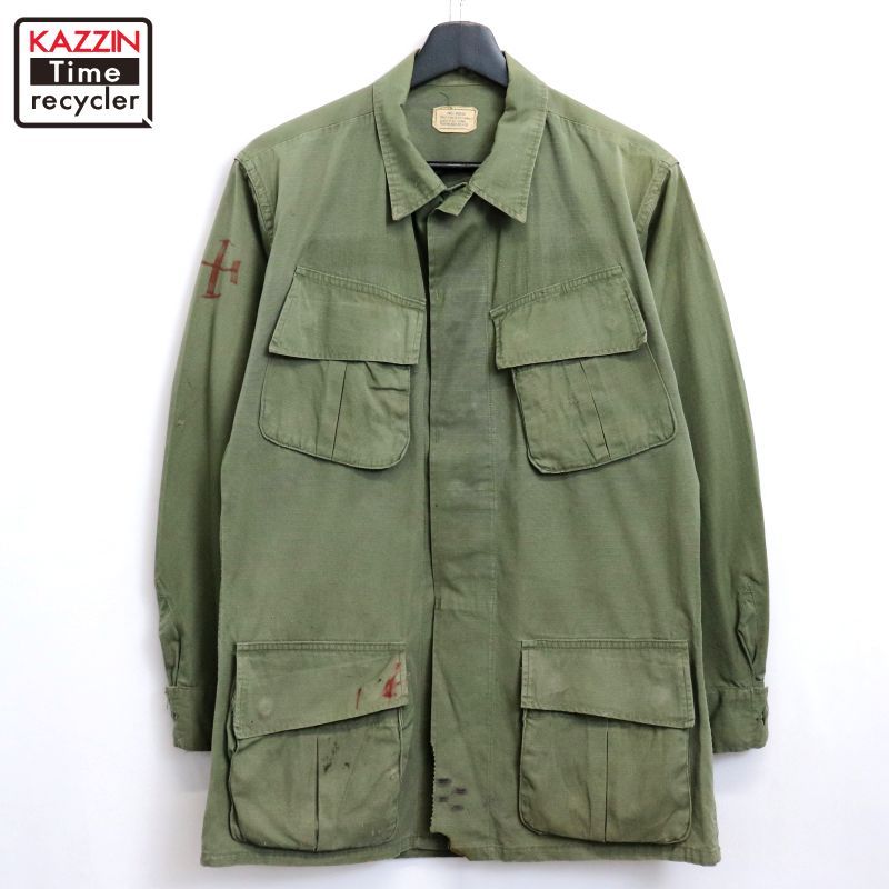 美品US ARMY ジャングルファティーグ 4th 5th リップストップM-R 60s USA製 vintage U.S.ARMY 4th ジャングルファティーグ
