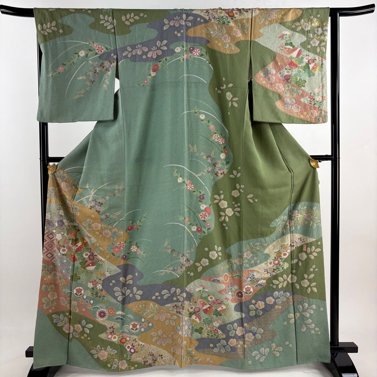 訪問着 身丈157cm 裄丈64cm M 袷 翠山工房 落款あり 辻が花 斜め