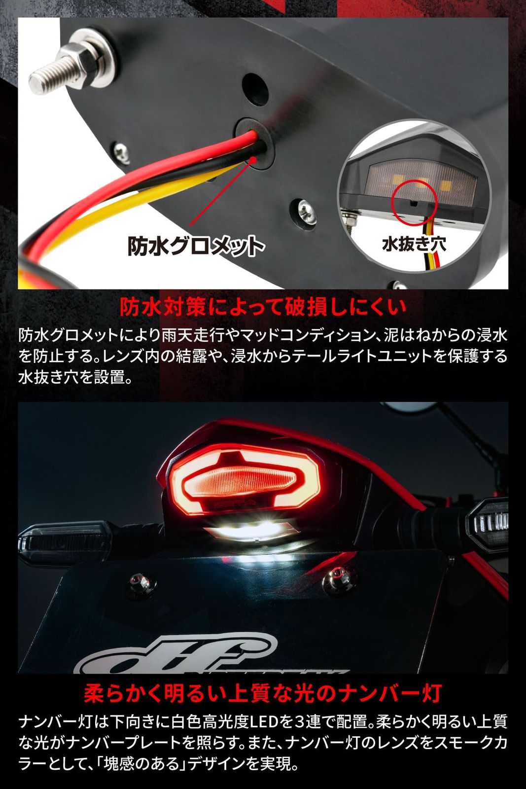 ジータレーシング ZETA RACING CRF250L L S RALLY RALLY S 21-25 CRF300L RALLY 21-24 LED ライン テールホルダーキット クリア 軽量 防水 コンパクトデザイン 整備性向上 配線加工 BRIGHTFACE_UK