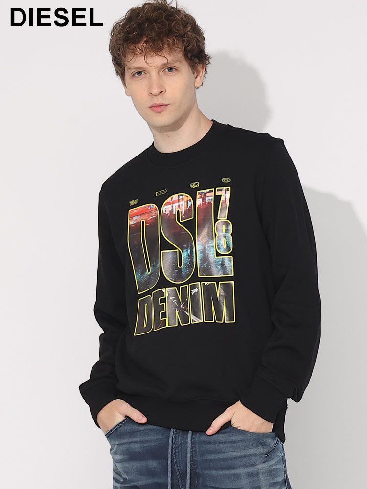 DIESEL (ディーゼル) デザインフォト ロゴプリント クルーネック