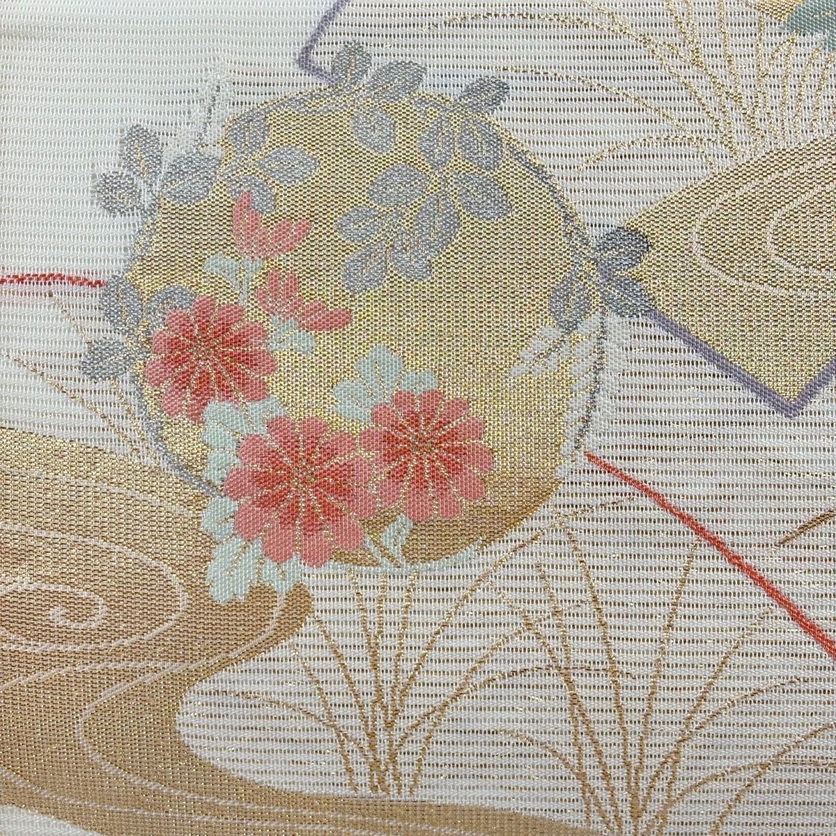 京友禅 銀通し 金駒刺繍 2点セット 振袖 袋帯 花柄 トールサイズ
