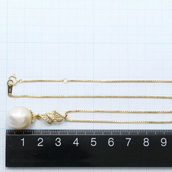 K18YG ネックレス 南洋真珠 ダイヤ 0.02 カード鑑別書 総重量約9.7g 約40cm