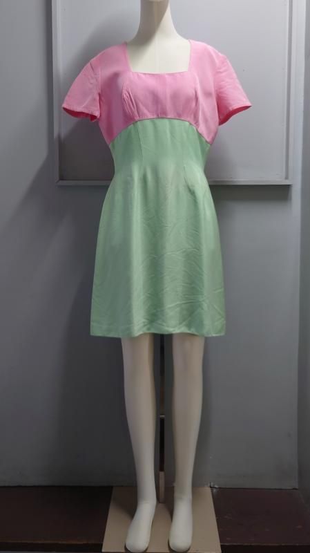 Vintage Thierry Mugler フランス製 バイカラー ワンピース ピンク×グリーン サイズ42 半袖