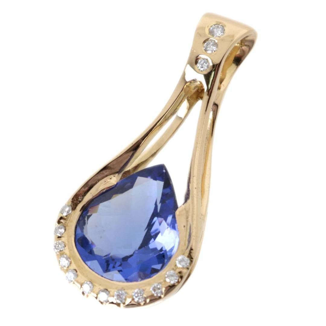 K18タンザナイト 7.02ct ティアドロップ ペンダント 7.7g HO 美品 A