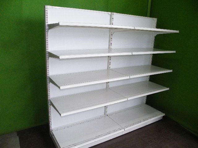 オカムラ製 H169cm×W90cm ２連結片面４段什器 加工あり 陳列棚 システム什器 S-631