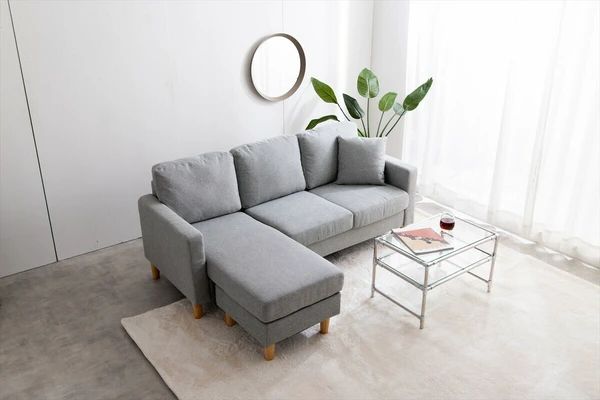 3人掛け カウチソファ グレー ローソファ シンプル ソファー