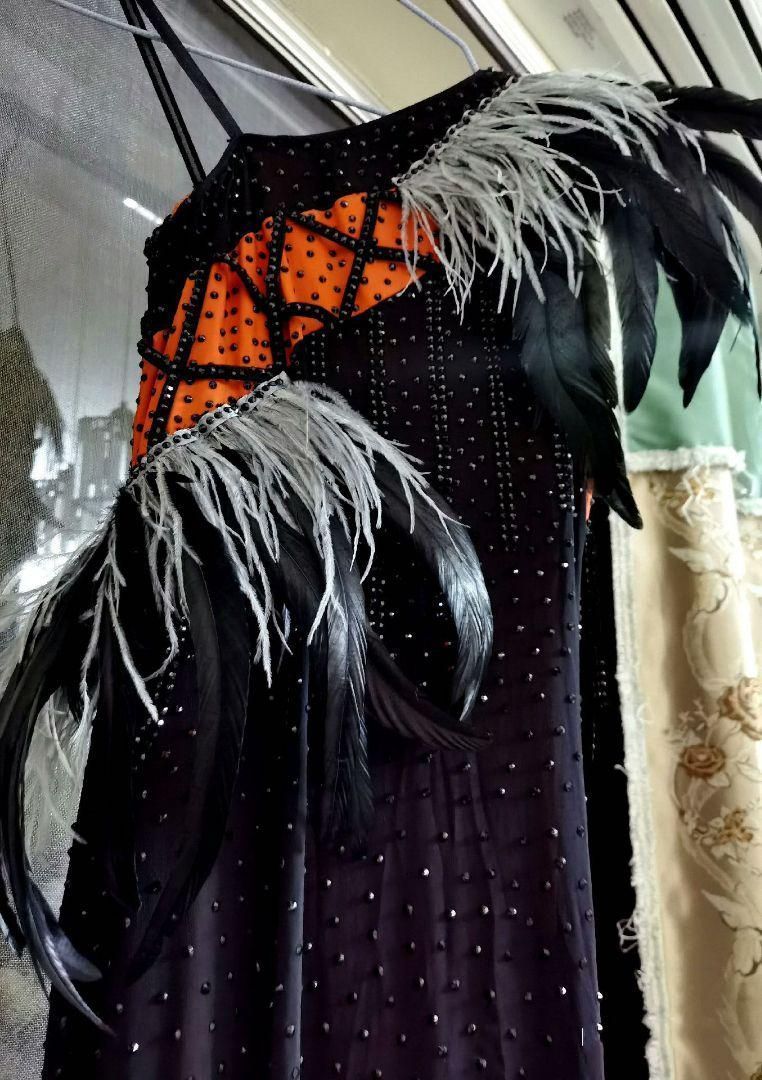 ★美品 社交ダンスドレス ラテンドレス ラテンワンピース 羽根 L ☆美品 社交ダンスドレス ラテンドレス ラテンワンピース 羽根 L