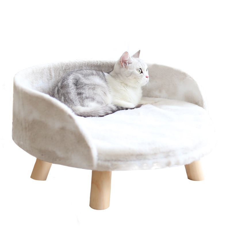 ペット用ベッド 猫 キャット Sサイズ ソファスタイル 円形 かわいい 椅子 リラックス クッション 兎毛 ふわふわ 椅子 小動物 ホワイト 白 癒し