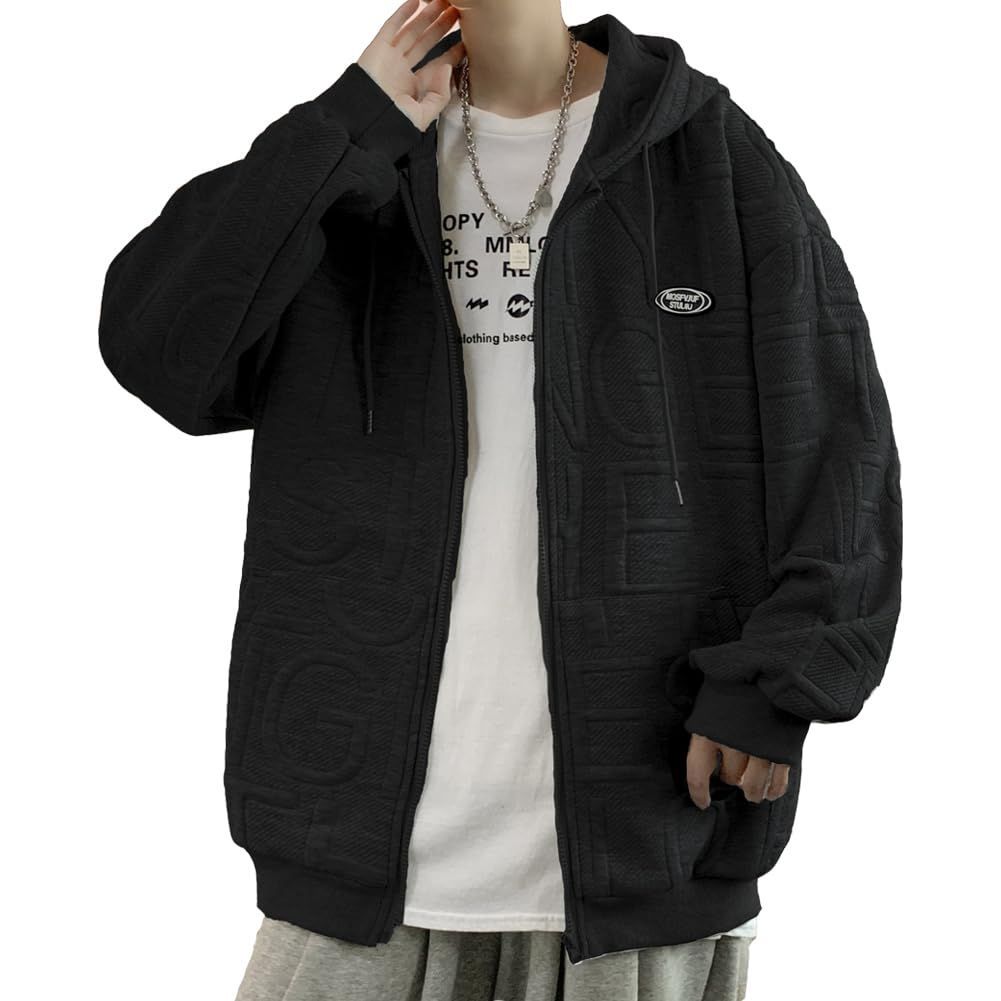 Yeecan パーカー メンズ 秋服 トレーナー パーカー tシャツ ゆったり 長袖 フード付 かっこいい 柔らかい 無地 カジュアル プルオーバー おしゃれ ドロップショルダー シンプル オシャ 大きい 
