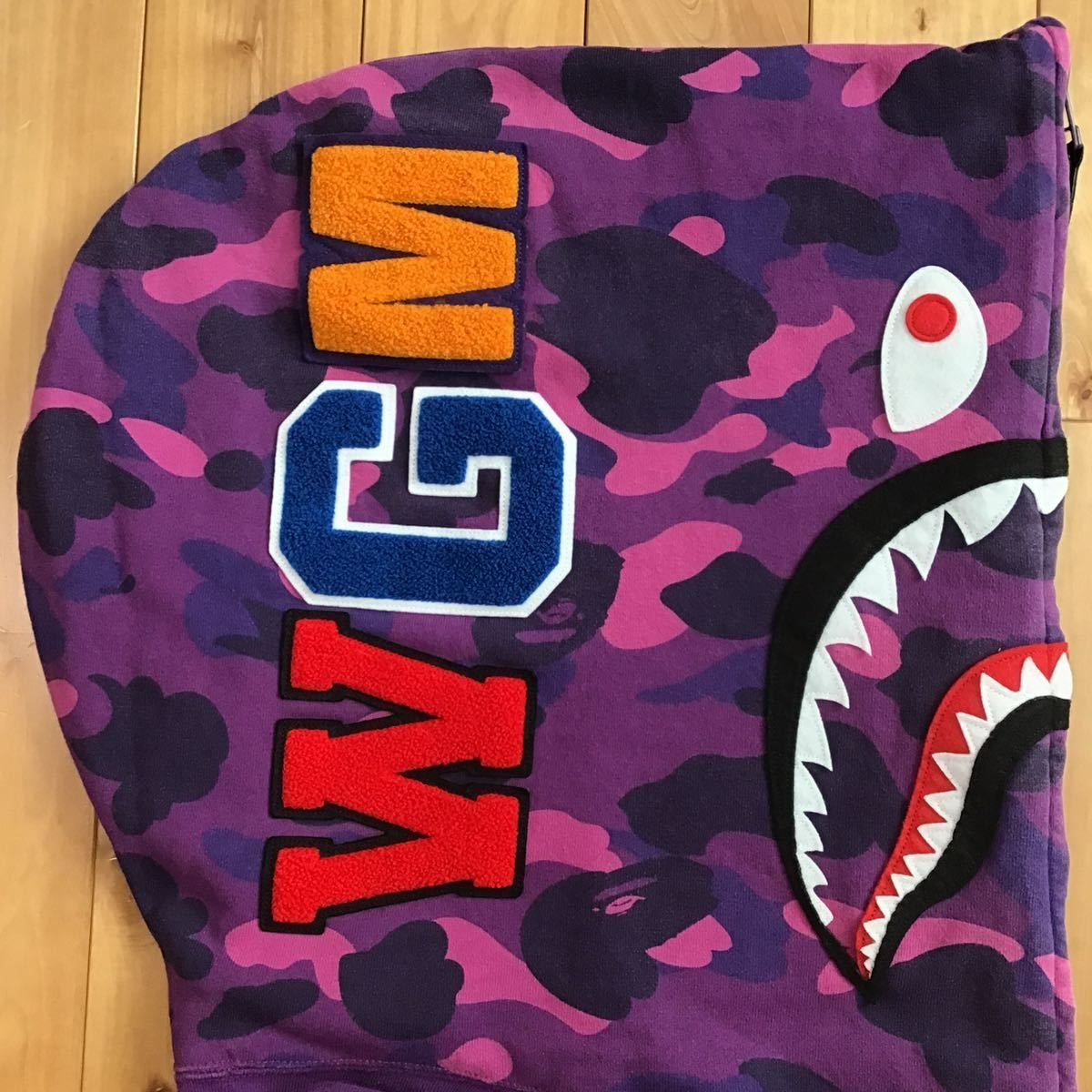 65cmx50cmpurple WGM shark hoodie シャークパーカー エイプ