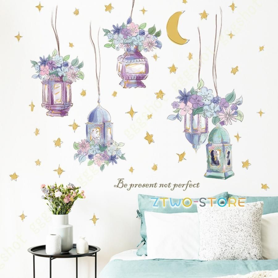 北欧 ウォールステッカー 壁紙ポスター おしゃれ INS風 月と星 お花 壁紙シール 女子部屋 可愛い お姫様 プリンセス風 壁飾り ホーム装飾 DIY 壁紙 はがせる