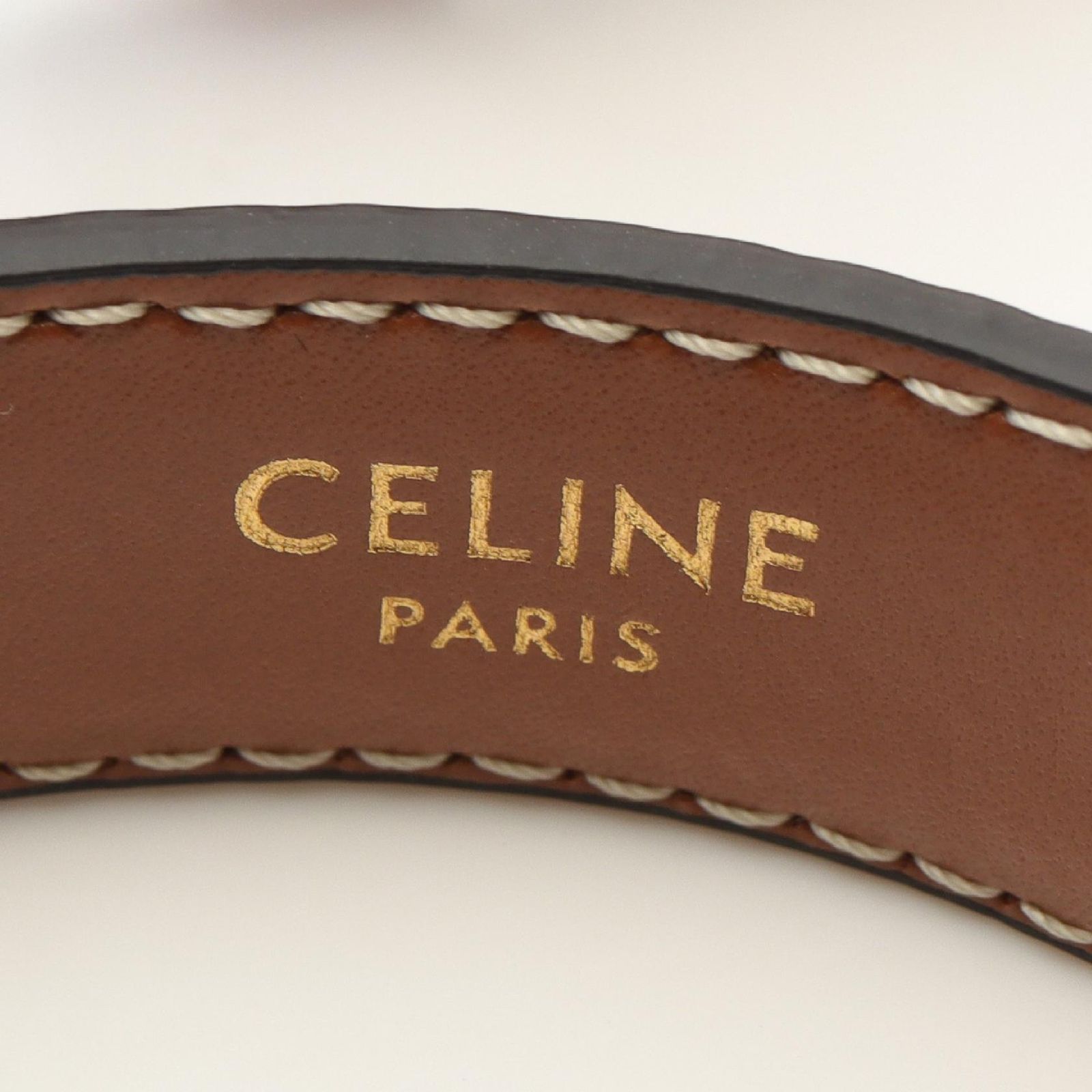 CELINE ブラウンレザーベルト CELINE ブラウンレザーベルト ゴールド - メルカリ