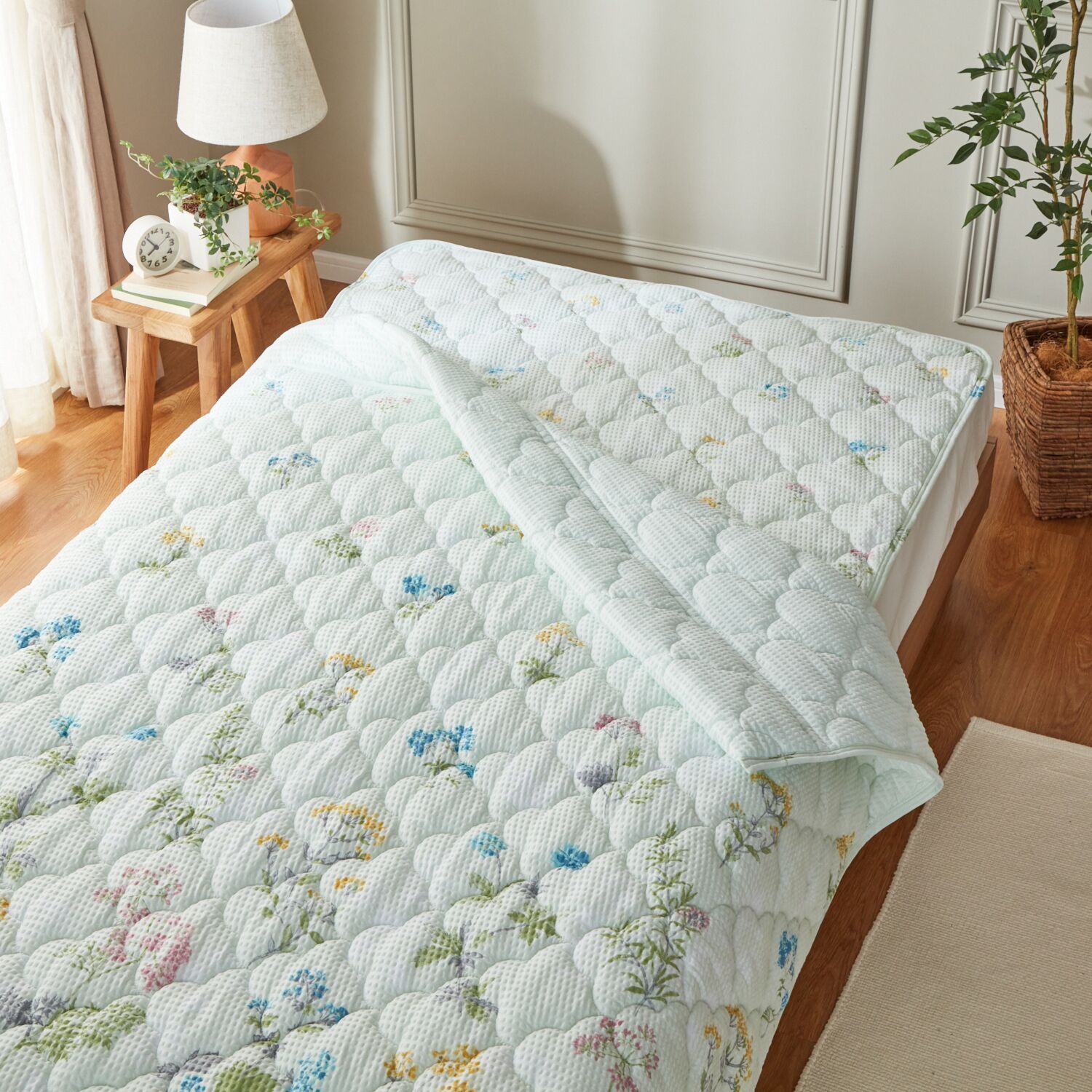 新品未使用】大津毛織 やわらか・爽やか 綿混リップル キルトケット＆ 敷きパッドセット ＜シングル＞ リーフグリーン【参考価格￥12,100-】 -  メルカリ