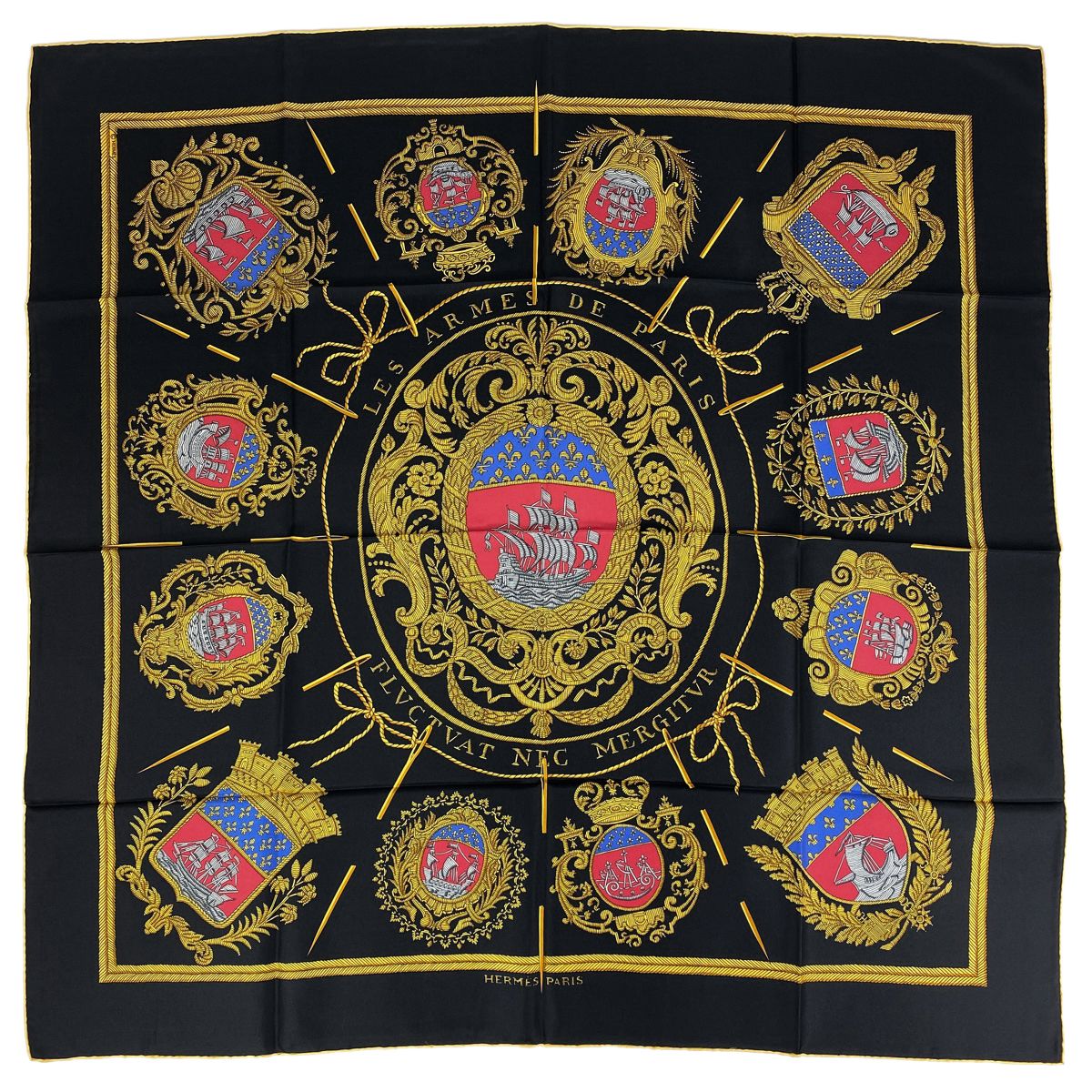 エルメス HERMES カレ 90 LES ARMES DE PARIS パリの紋章 スカーフ