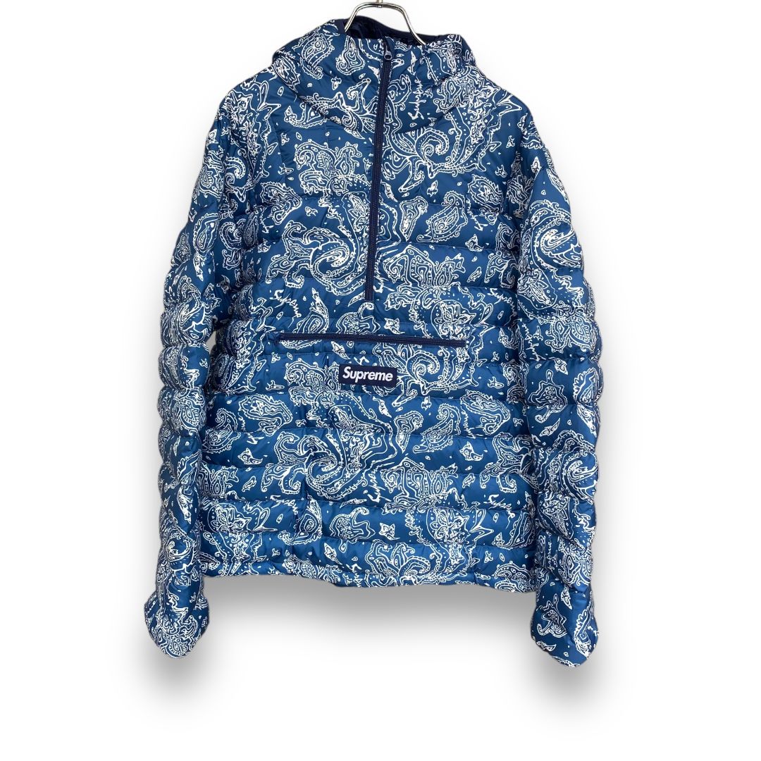 SUPREME 22AW Micro Down Half Zip Hooded Pullover Blue Paisley