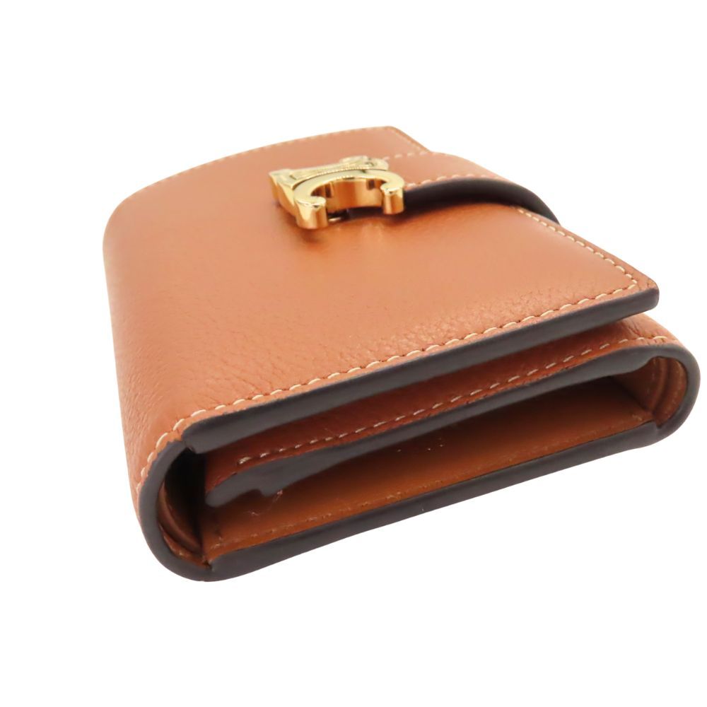極上美品 CELINE ファインウォレット 三つ折り財布 ブラウンレザー CELINE/セリーヌ】 ファインストラップウォレット 三つ折り財布