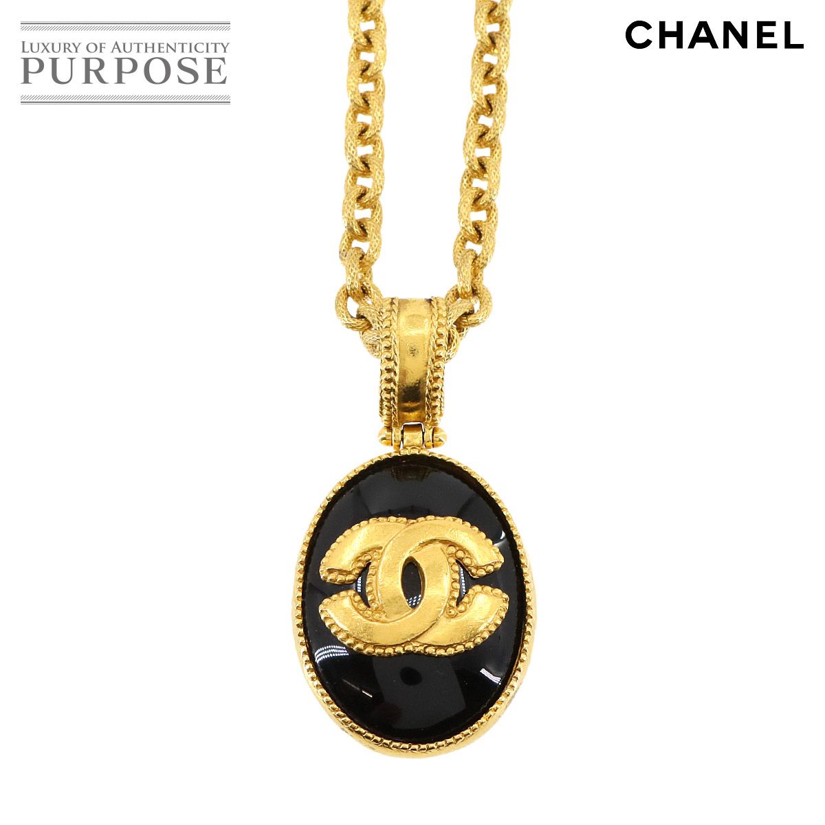 美品 シャネル CHANEL ココマーク ネックレス ゴールド ブラック 美品 シャネル CHANEL ココマーク ネックレス ゴールド ブラック