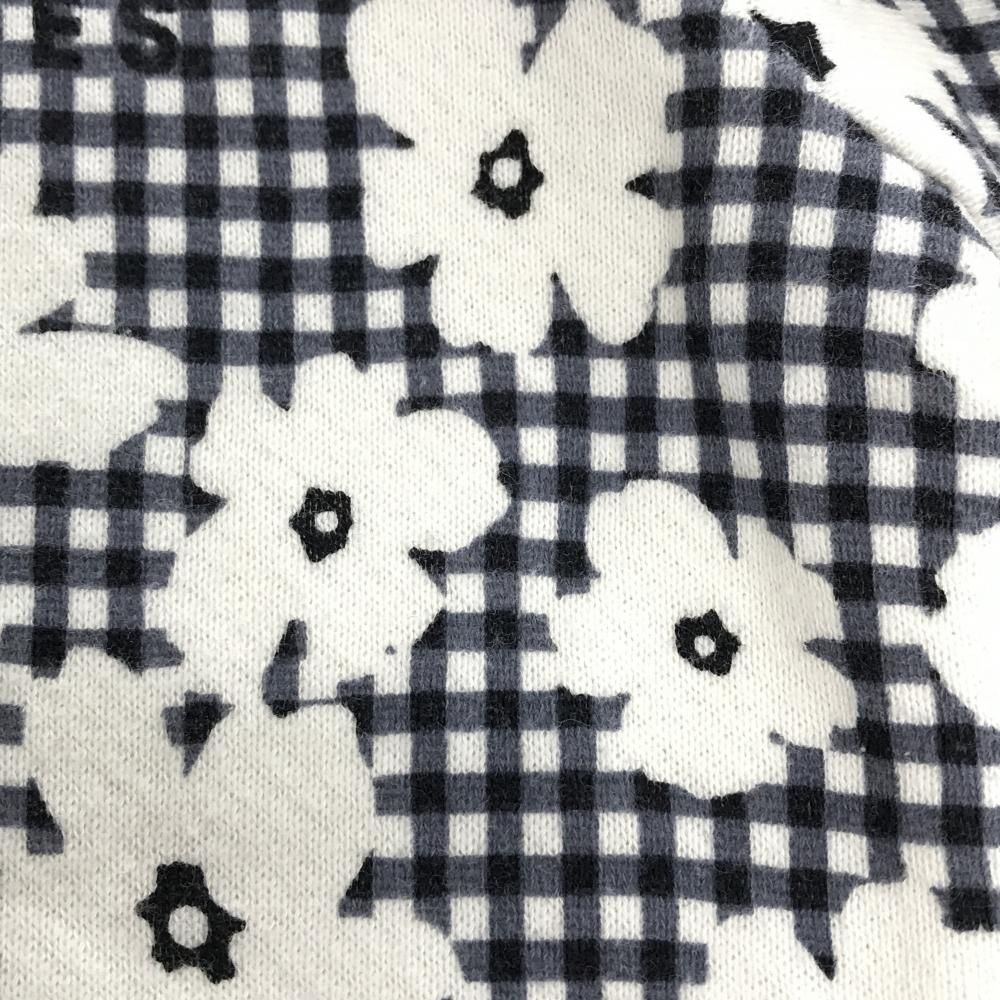 パーリーゲイツ ジップパーカー ネイビー×白 花柄 チェック