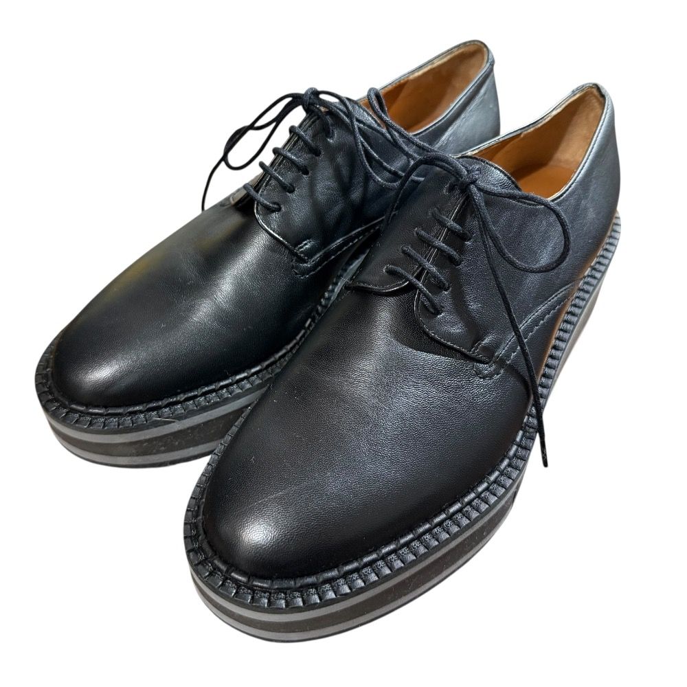 CLERGERIE クレジュリー レザー レースアップ プラットフォームシューズ 37 24cm ブラック レディース 古着