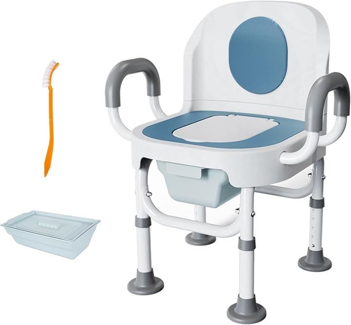 Care-parents ポータブルトイレ 介護用トイレ 手すり付き 高さ調整 簡易便座 簡易トイレ 大人用 高齢者 介護用品 ホワイト