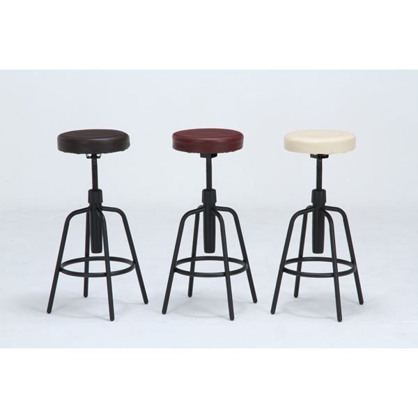 カウンターチェア ハイチェア 約幅425mm ブラウン ブラックスチール脚 合皮座面 360度回転 高さ調節可 リビング ダイニング カウンターチェア ハイチェア 約幅425mm ブラウン 背もたれ付き