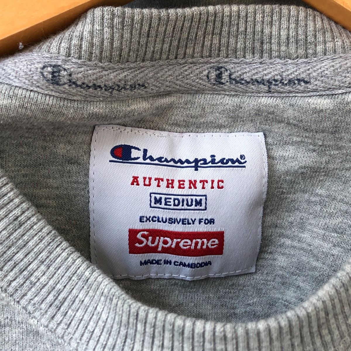 □□Champion×Supreme メンズ衣料 スウェット SIZE M グレー - メルカリ