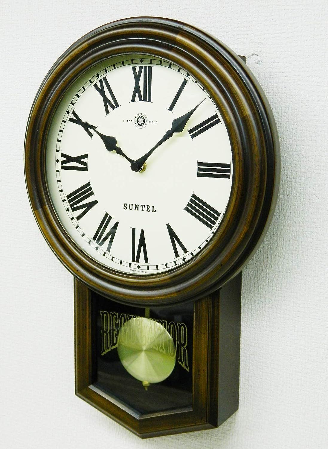 さんてる(Suntel) 掛け時計 ブラウン 400×260×70mm スタンダード 電波振り子時計(丸型)ローマ数字 SR06-R - 5