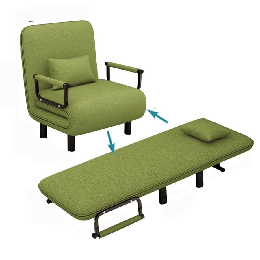 ITACHENG ソファーベッド 一人用 3WAYソファベッド 折りたたみ式ソファベッド ソファー シート 折りたたみベッド シングル ひじ掛け 来客用 リクライニング ふかふかクッション付 省スペース グリーン80*190cm