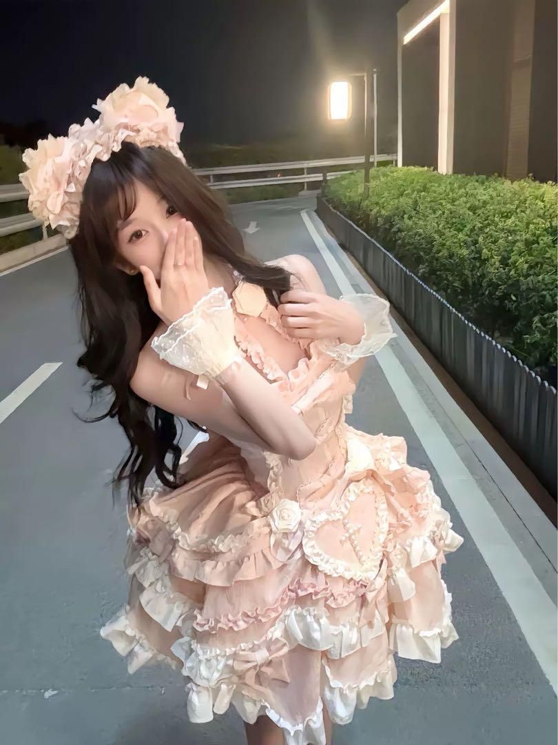 ゴスロリドレス フリル・リボン付きお嬢様 めめしい メイド衣装 可愛い ピンク ゴスロリドレス フリル・リボン付きお嬢様 めめしい メイド衣装