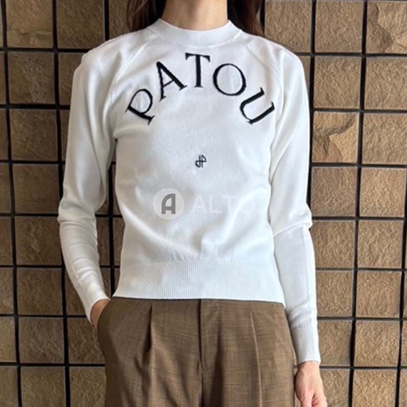 PATOU ブラック ロゴ刺繍 長袖セーター S PATOU ブラック ロゴ刺繍 長袖ニット
