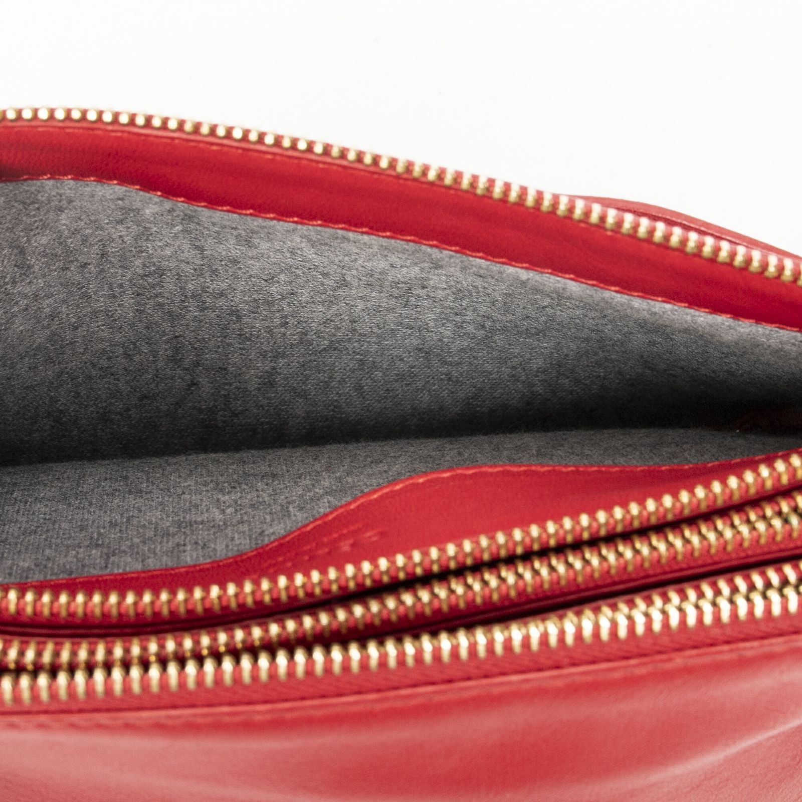 CELINE セリーヌ小トリオクロスボディ赤カーフスキンレザーAB