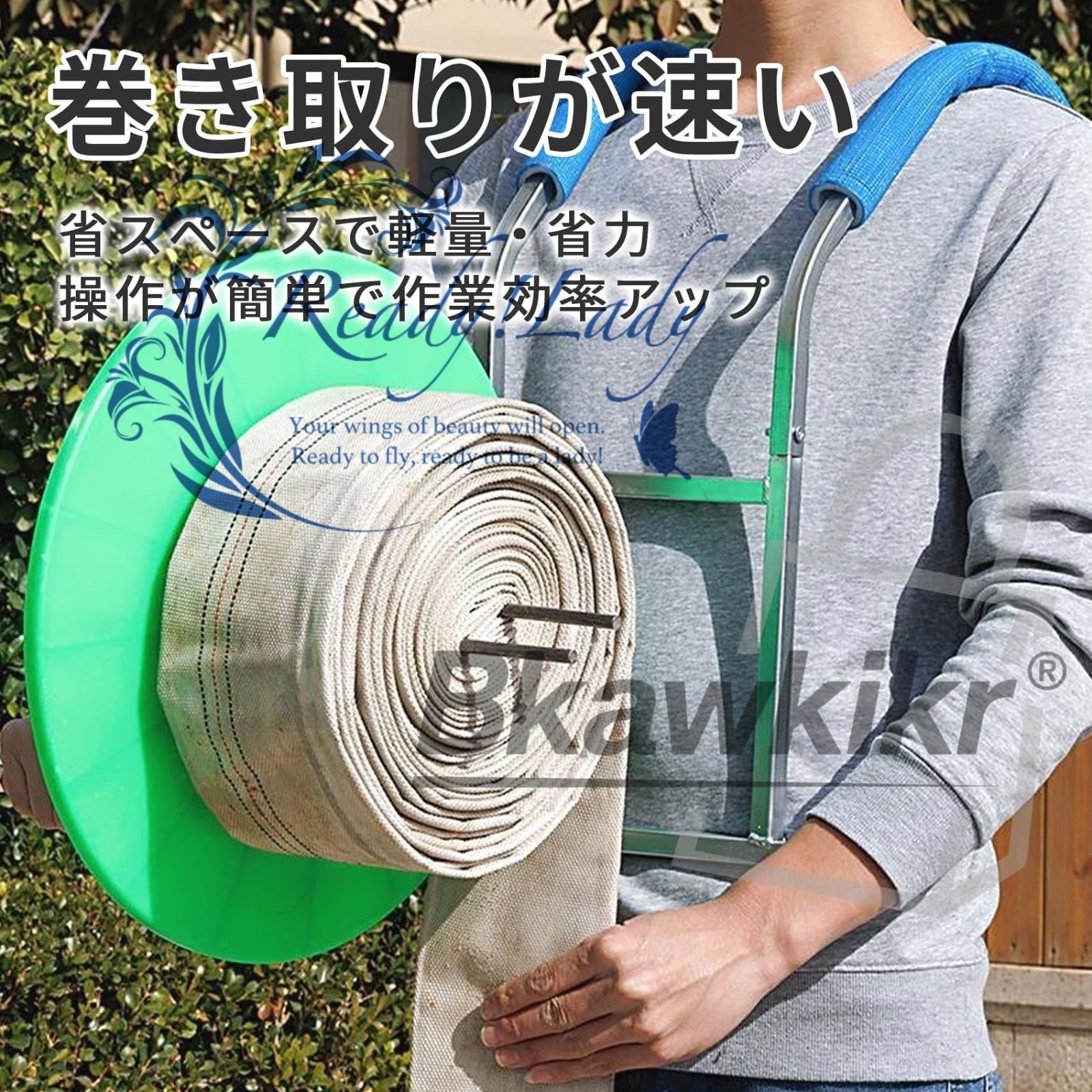 ホース リール リールホース 巻き取り機 水道管収納ラック トロリー大型収納ラック 巻き取り保管と輸送が簡単 高炭素鋼亜鉛メッキ材シングルアームデザイン 庭の水やり 洗 NOITHATQUANGTHANH_NET